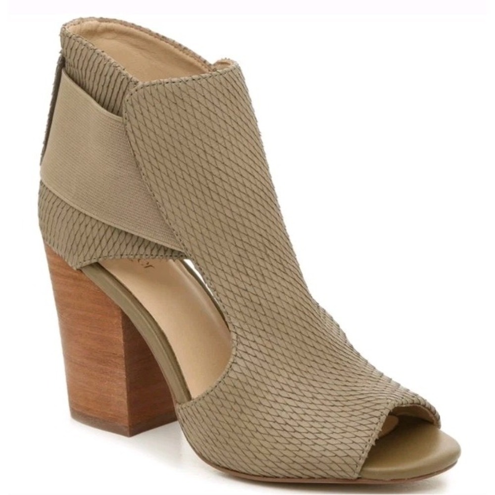 Botkier Maddy Olive Snake Peep Toe Bootie Block Heel‎ Women's 10